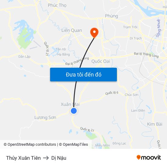 Thủy Xuân Tiên to Dị Nậu map