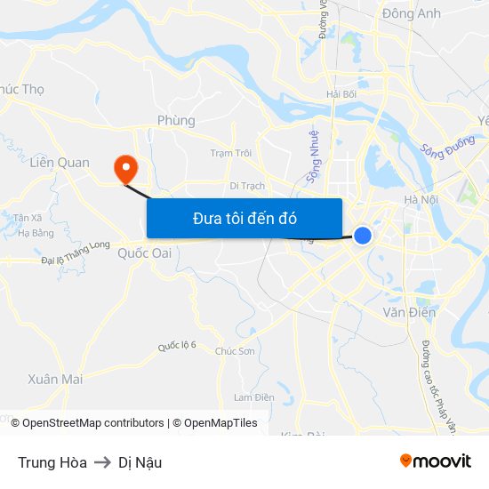 Trung Hòa to Dị Nậu map