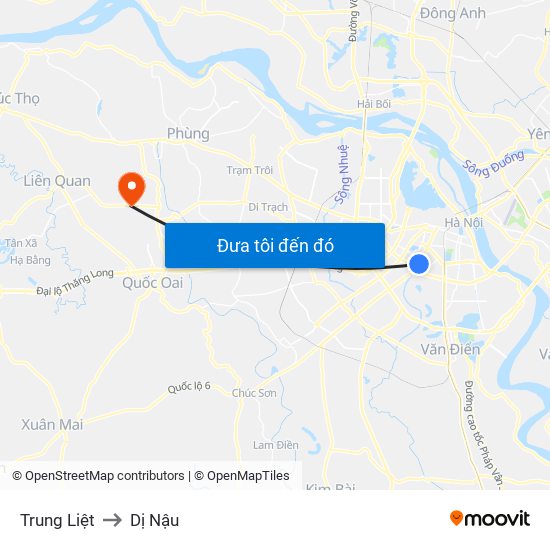 Trung Liệt to Dị Nậu map