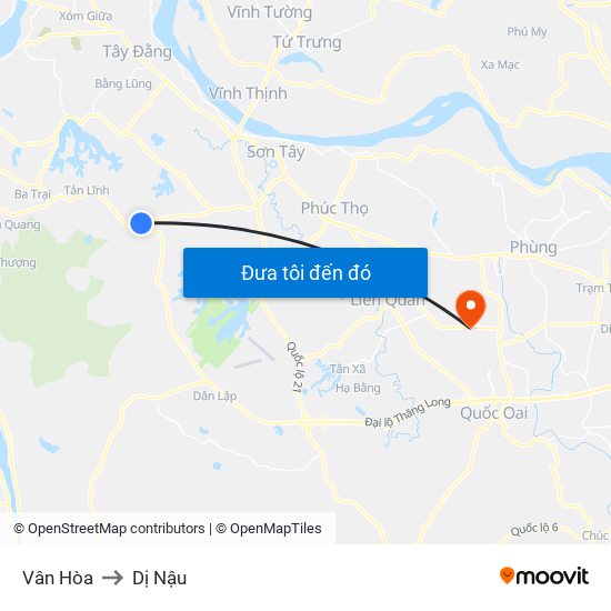 Vân Hòa to Dị Nậu map