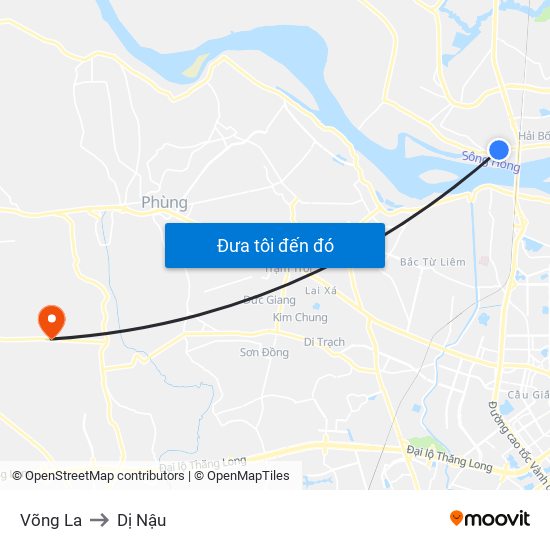 Võng La to Dị Nậu map