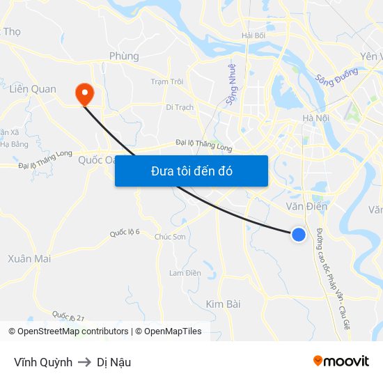 Vĩnh Quỳnh to Dị Nậu map