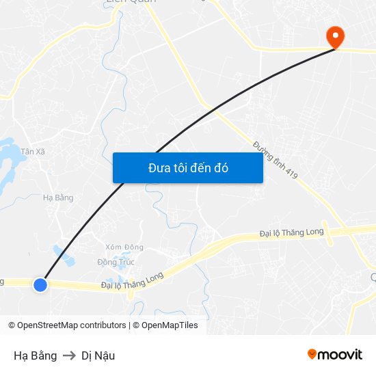 Hạ Bằng to Dị Nậu map