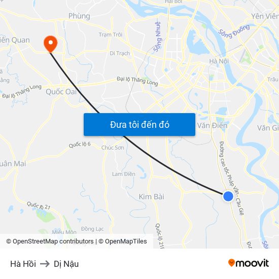 Hà Hồi to Dị Nậu map