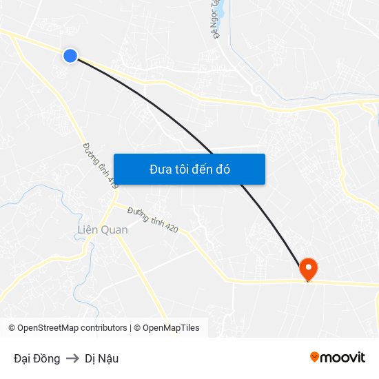 Đại Đồng to Dị Nậu map