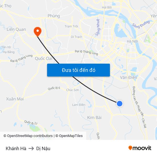 Khánh Hà to Dị Nậu map