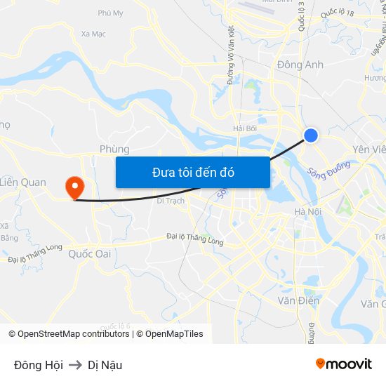 Đông Hội to Dị Nậu map