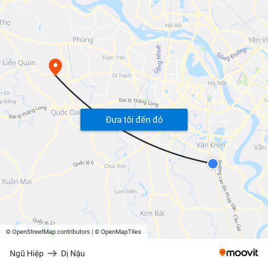 Ngũ Hiệp to Dị Nậu map