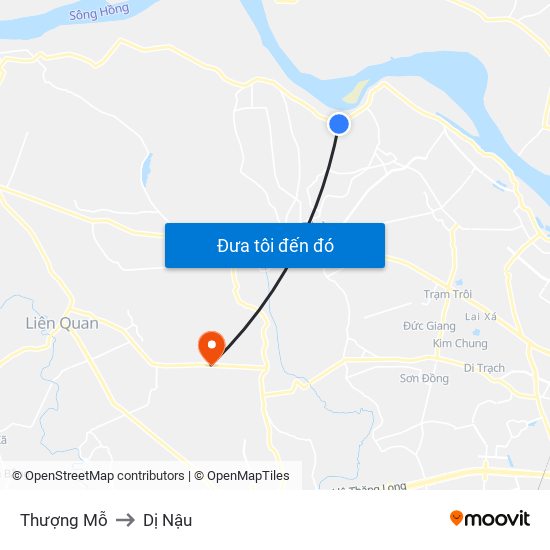 Thượng Mỗ to Dị Nậu map