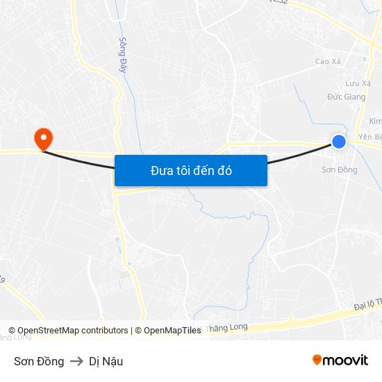 Sơn Đồng to Dị Nậu map