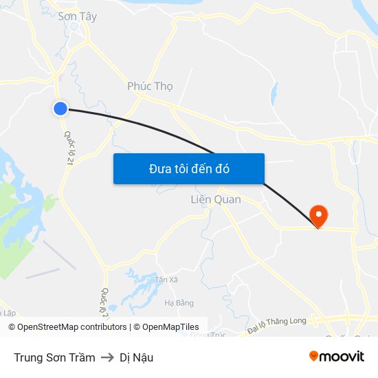 Trung Sơn Trầm to Dị Nậu map