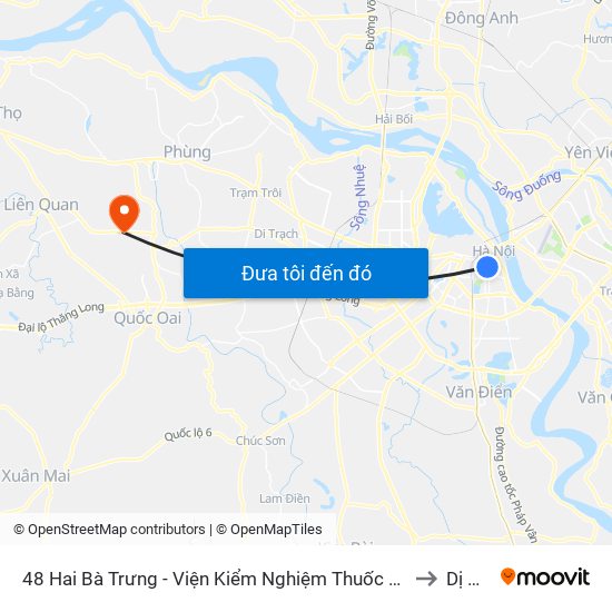 48 Hai Bà Trưng - Viện Kiểm Nghiệm Thuốc Trung Ương to Dị Nậu map