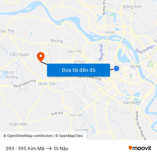 593 - 595 Kim Mã to Dị Nậu map