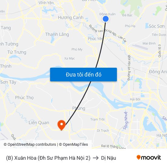 (B) Xuân Hòa (Đh Sư Phạm Hà Nội 2) to Dị Nậu map