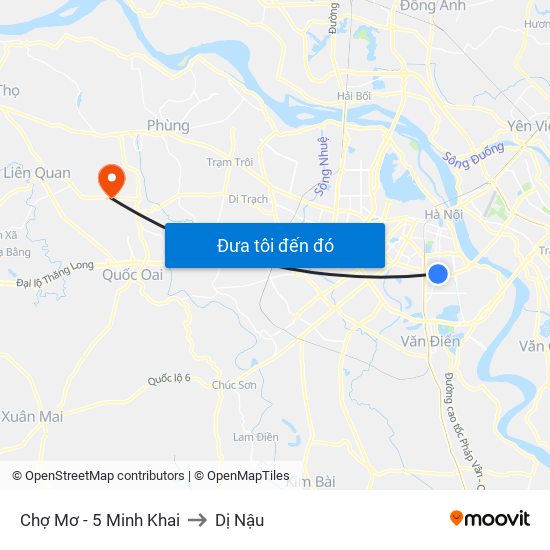 Chợ Mơ - 5 Minh Khai to Dị Nậu map