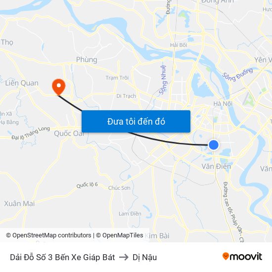 Dải Đỗ Số 3 Bến Xe Giáp Bát to Dị Nậu map