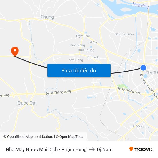 Nhà Máy Nước Mai Dịch - Phạm Hùng to Dị Nậu map