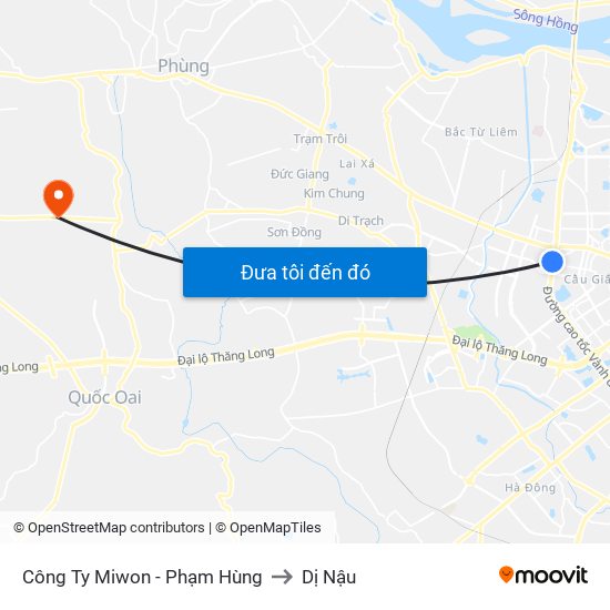 Công Ty Miwon - Phạm Hùng to Dị Nậu map