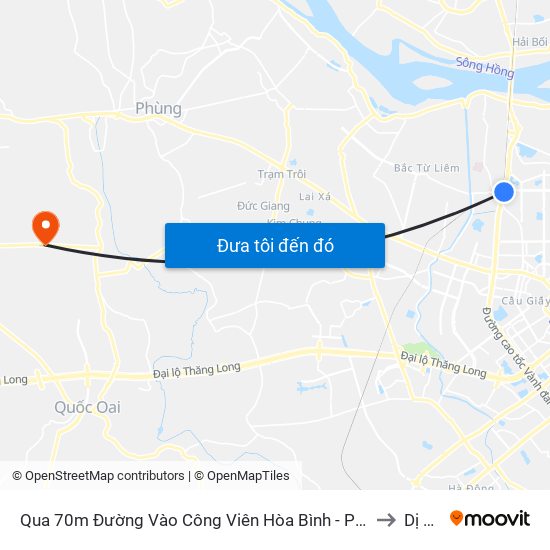 Qua 70m Đường Vào Công Viên Hòa Bình - Phạm Văn Đồng to Dị Nậu map