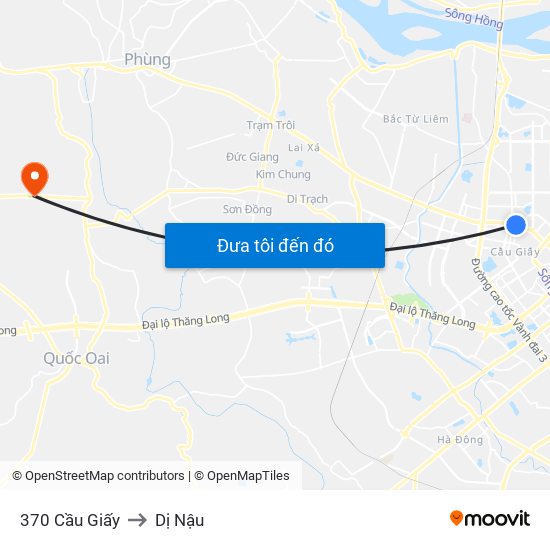 370 Cầu Giấy to Dị Nậu map