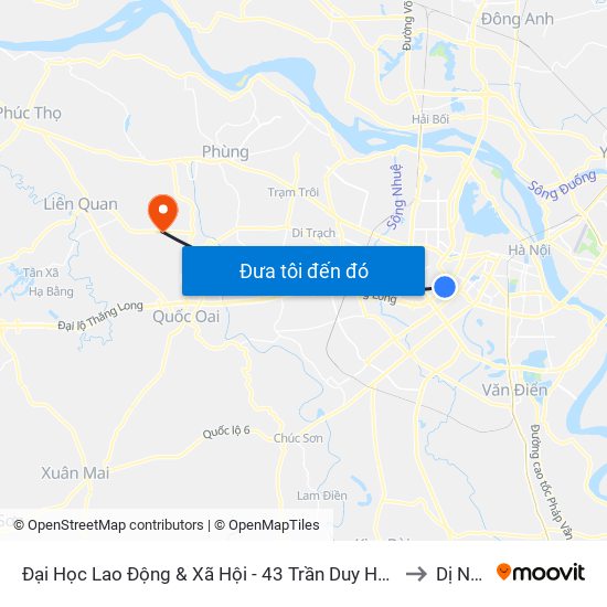 Đại Học Lao Động & Xã Hội - 43 Trần Duy Hưng to Dị Nậu map