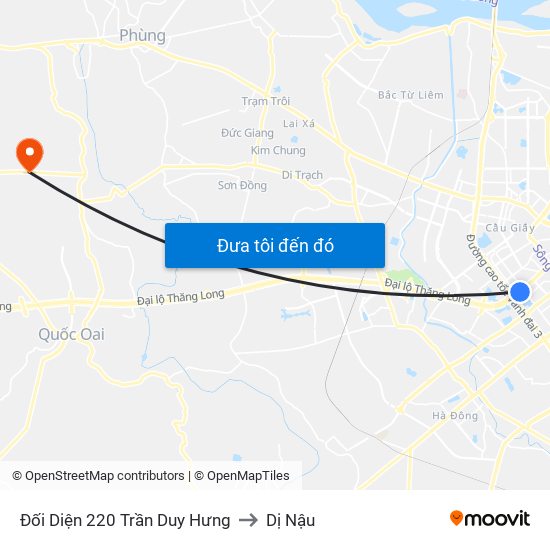 Đối Diện 220 Trần Duy Hưng to Dị Nậu map