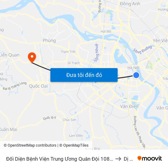 Đối Diện Bệnh Viện Trung Ương Quân Đội 108 - Trần Hưng Đạo to Dị Nậu map