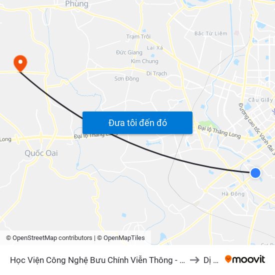 Học Viện Công Nghệ Bưu Chính Viễn Thông - Trần Phú (Hà Đông) to Dị Nậu map
