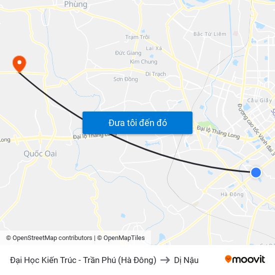 Đại Học Kiến Trúc - Trần Phú (Hà Đông) to Dị Nậu map