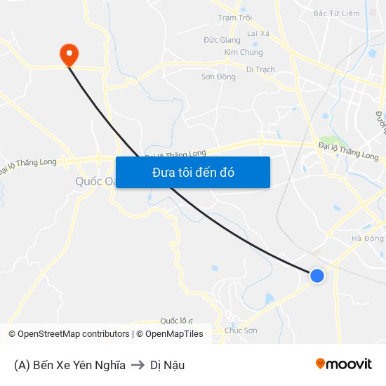 (A) Bến Xe Yên Nghĩa to Dị Nậu map