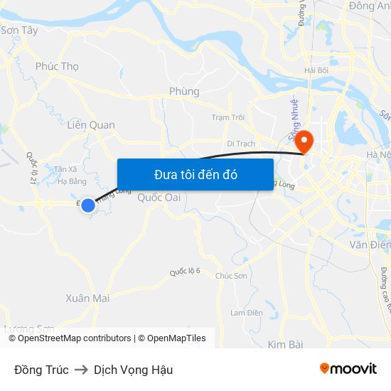 Đồng Trúc to Dịch Vọng Hậu map