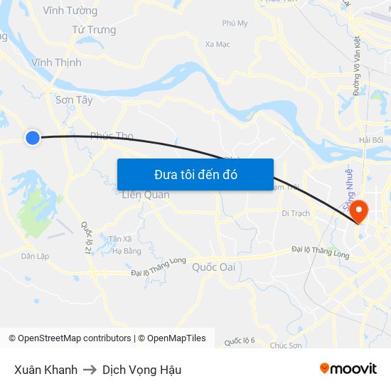 Xuân Khanh to Dịch Vọng Hậu map