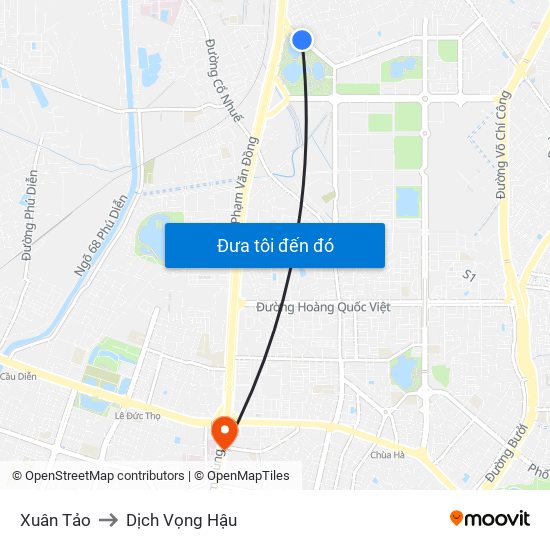 Xuân Tảo to Dịch Vọng Hậu map