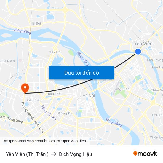 Yên Viên (Thị Trấn ) to Dịch Vọng Hậu map