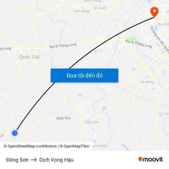 Đông Sơn to Dịch Vọng Hậu map