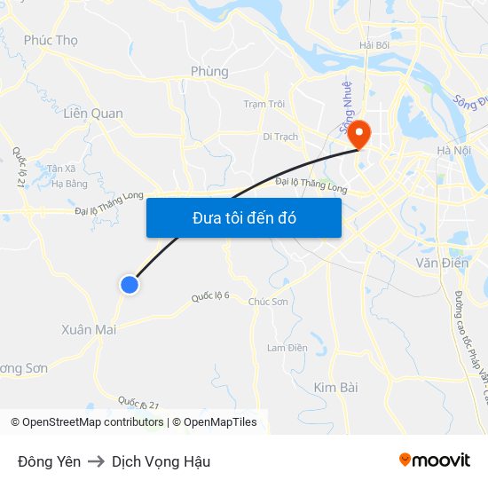 Đông Yên to Dịch Vọng Hậu map