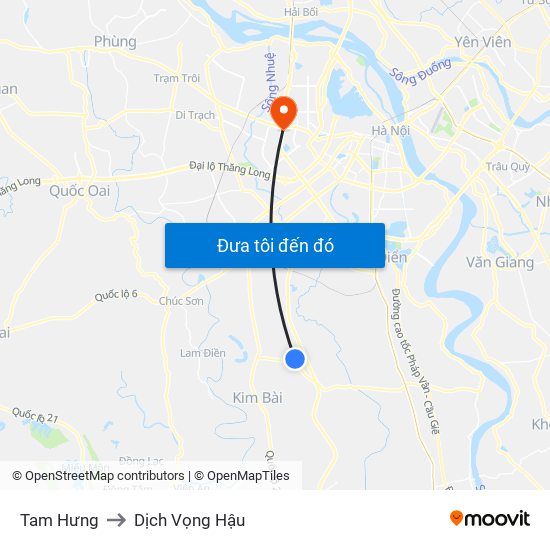 Tam Hưng to Dịch Vọng Hậu map