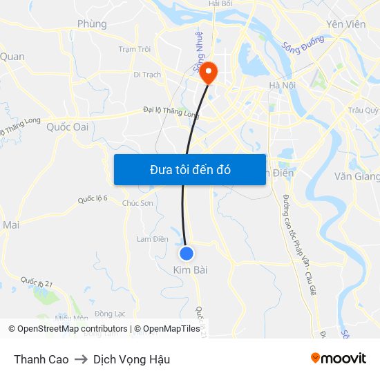 Thanh Cao to Dịch Vọng Hậu map