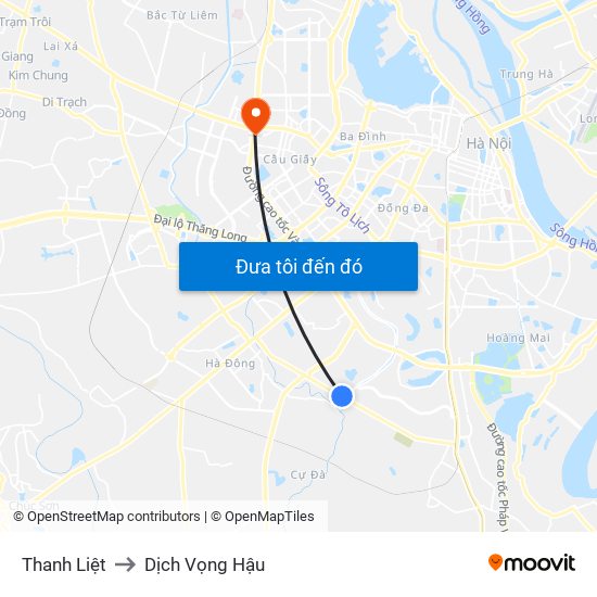 Thanh Liệt to Dịch Vọng Hậu map