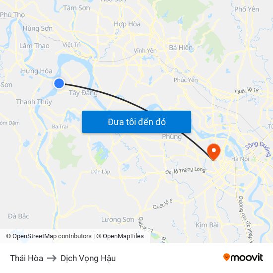 Thái Hòa to Dịch Vọng Hậu map