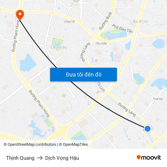 Thịnh Quang to Dịch Vọng Hậu map