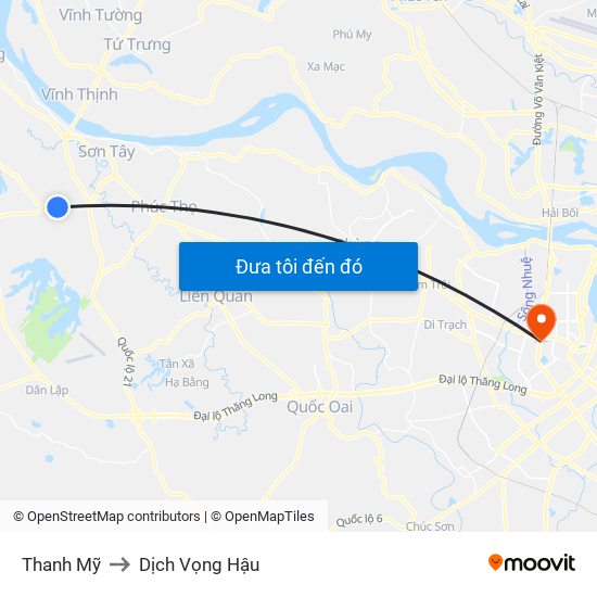 Thanh Mỹ to Dịch Vọng Hậu map