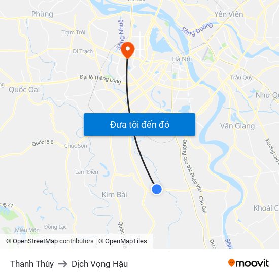 Thanh Thùy to Dịch Vọng Hậu map