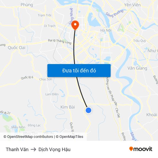 Thanh Văn to Dịch Vọng Hậu map