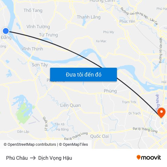 Phú Châu to Dịch Vọng Hậu map