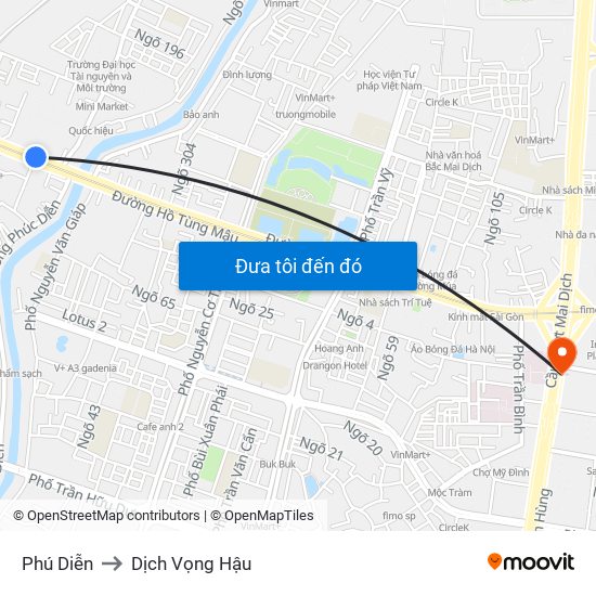 Phú Diễn to Dịch Vọng Hậu map