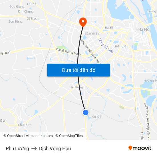 Phú Lương to Dịch Vọng Hậu map