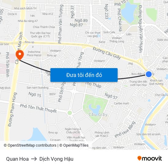 Quan Hoa to Dịch Vọng Hậu map