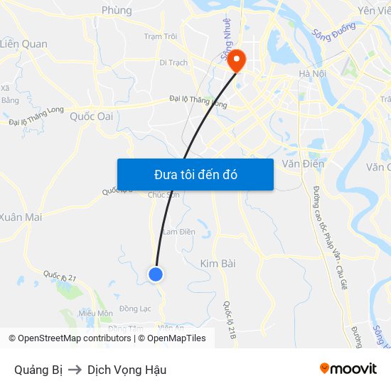 Quảng Bị to Dịch Vọng Hậu map
