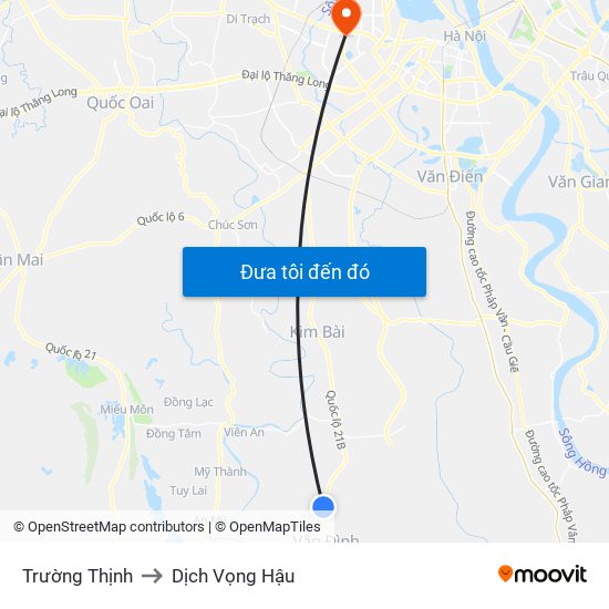 Trường Thịnh to Dịch Vọng Hậu map
